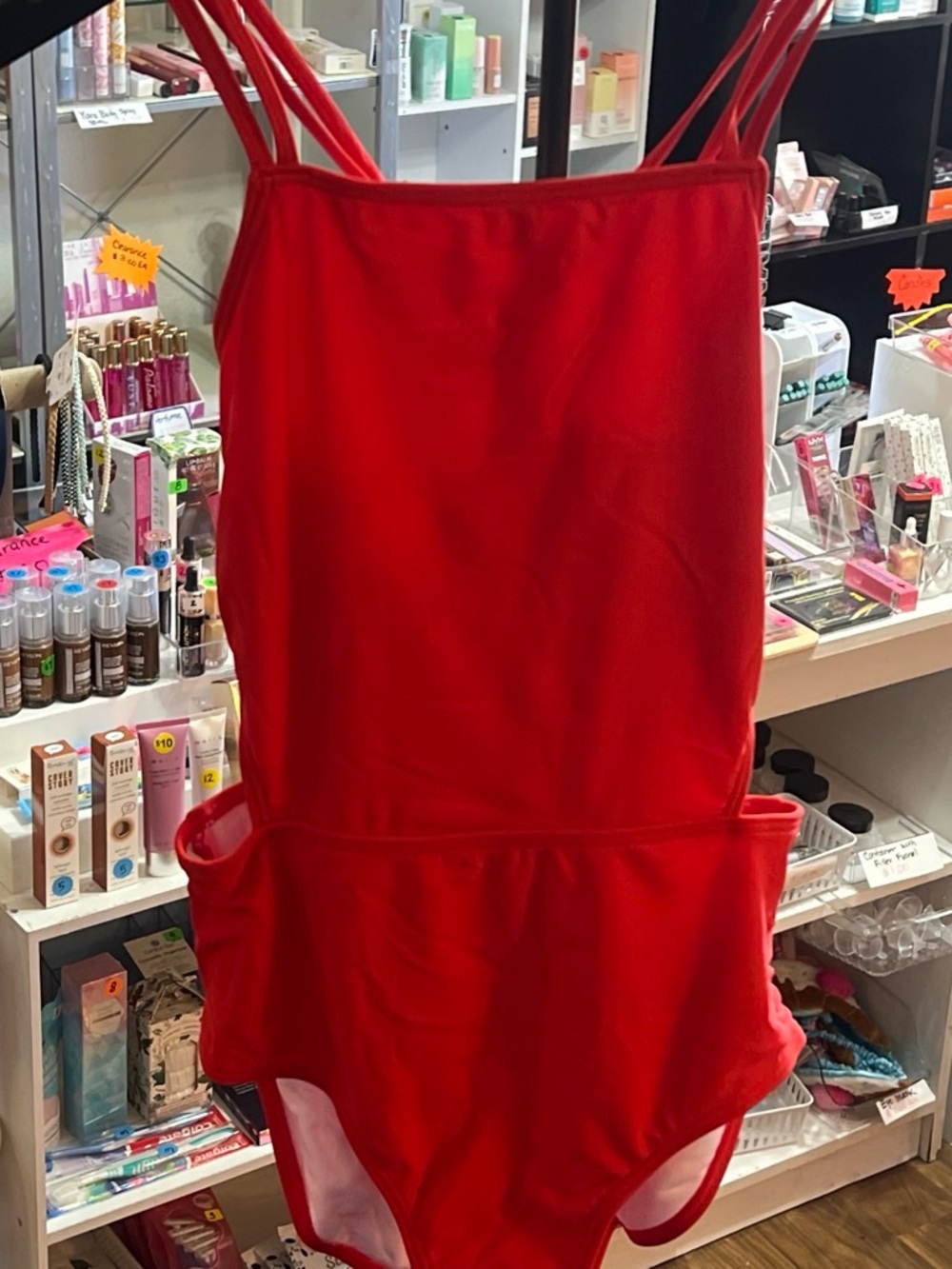 Classic Red One-Piece Swimsuit with Double Straps